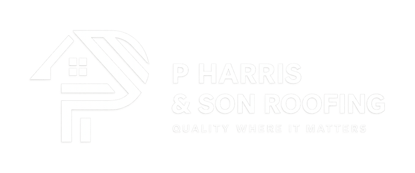 p harris and son roofing logo white